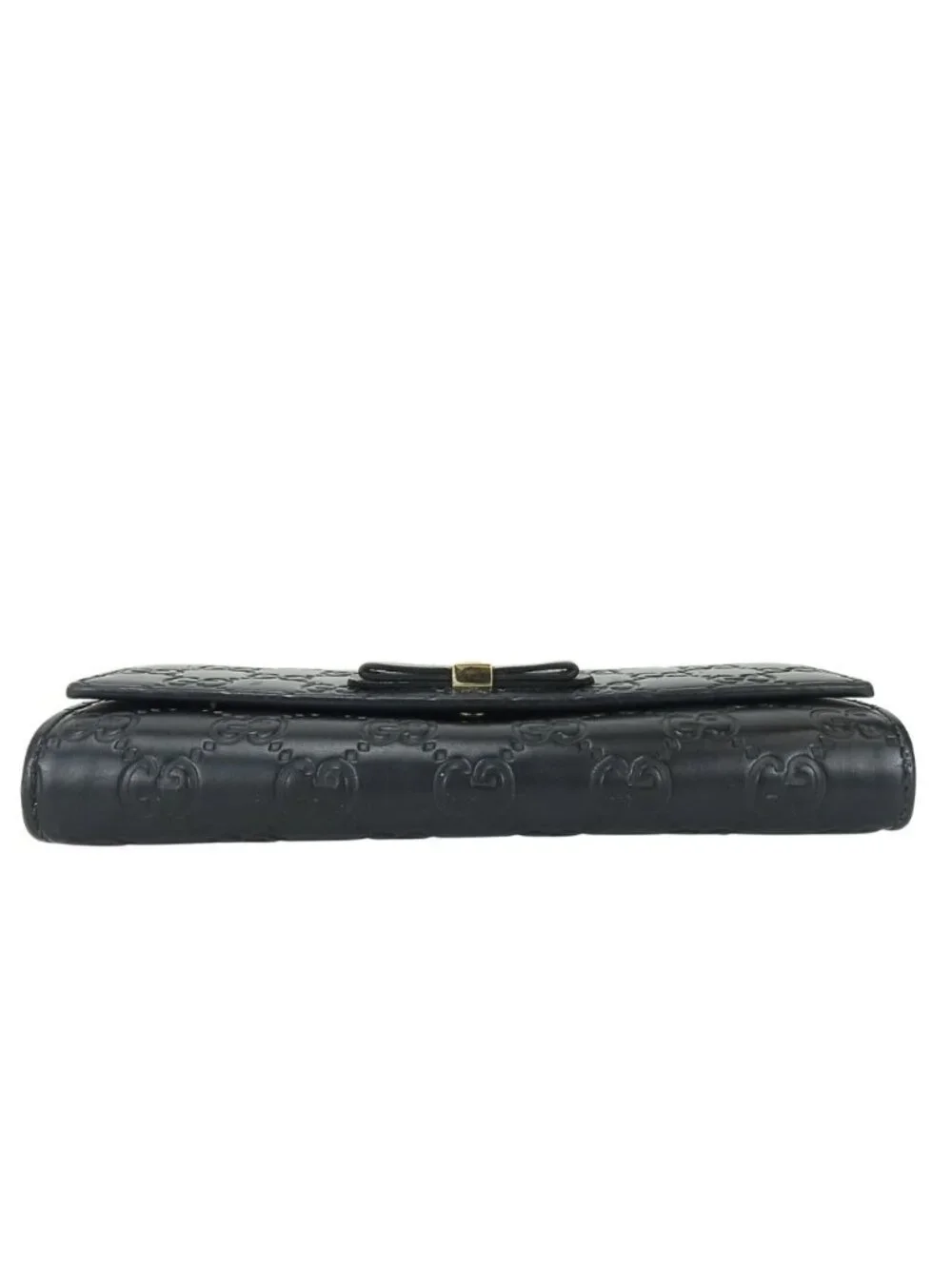 Gucci Wallet Ribbon Marais the Black Gold Guccissima Bifold - Picture 3 of 9